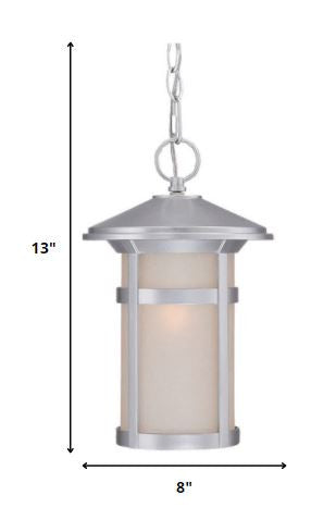 Silver Lantern Metal Dimmable Chandelier With Frosted Shades-Chandeliers-DECOROLALA