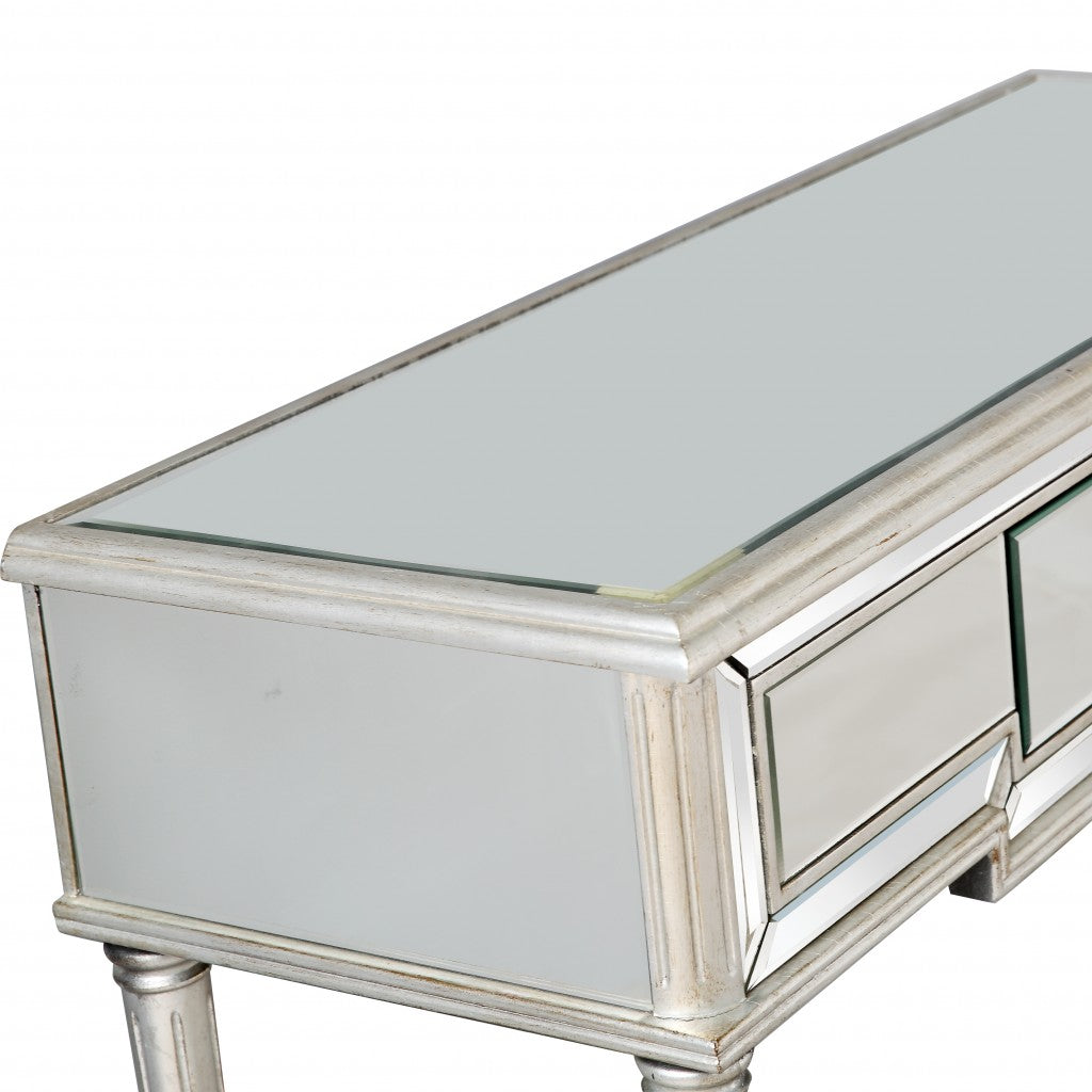 Silver Leaf Antiqued Console Table-Console Tables-DECOROLALA