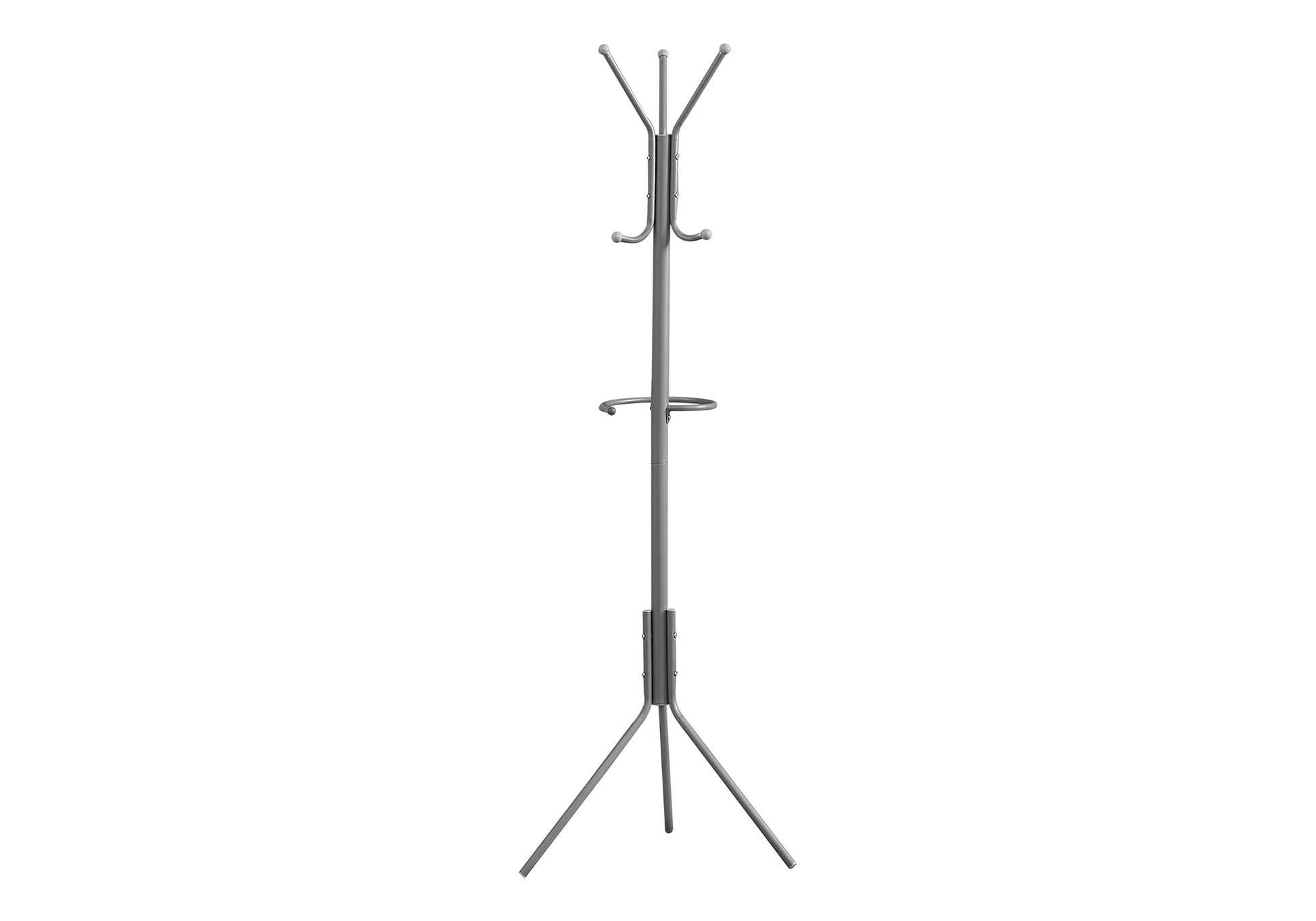 Silver Metal Coat Rack with Umbrella Holder, 68"H-Coat Rack-DECOROLALA