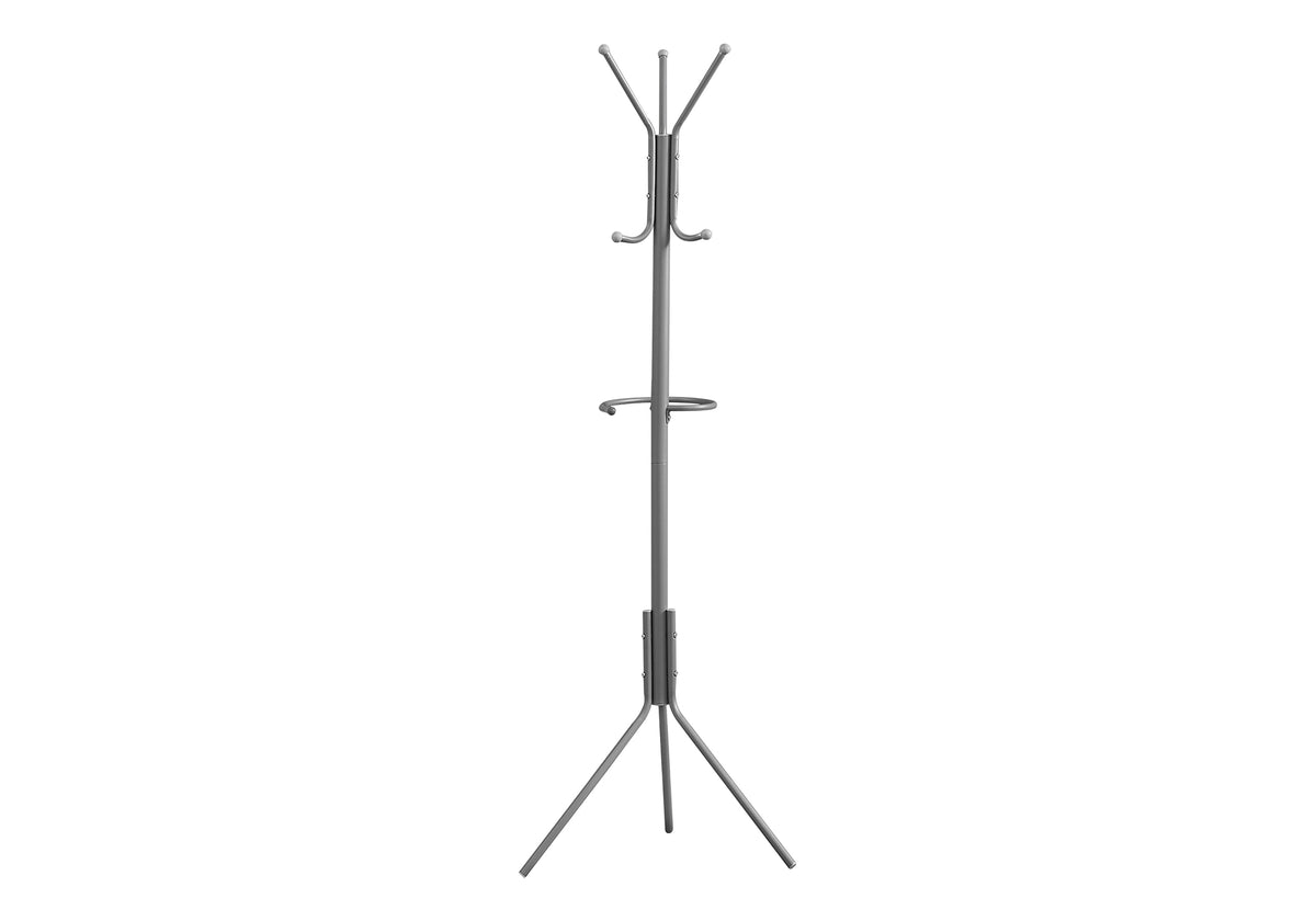Silver Metal Coat Rack with Umbrella Holder, 68"H-Coat Racks-DECOROLALA