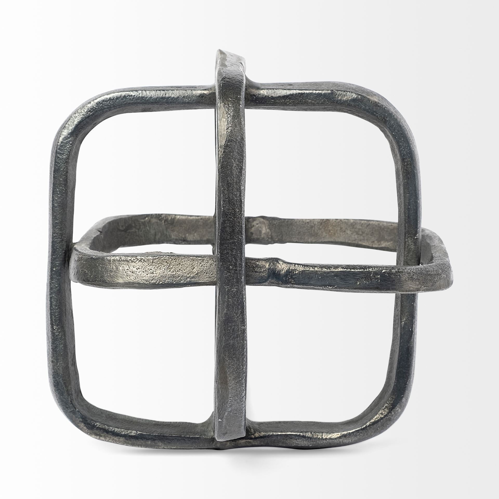Silver Metal Cubed Shaped Link Sculpture-Sculptures-DECOROLALA