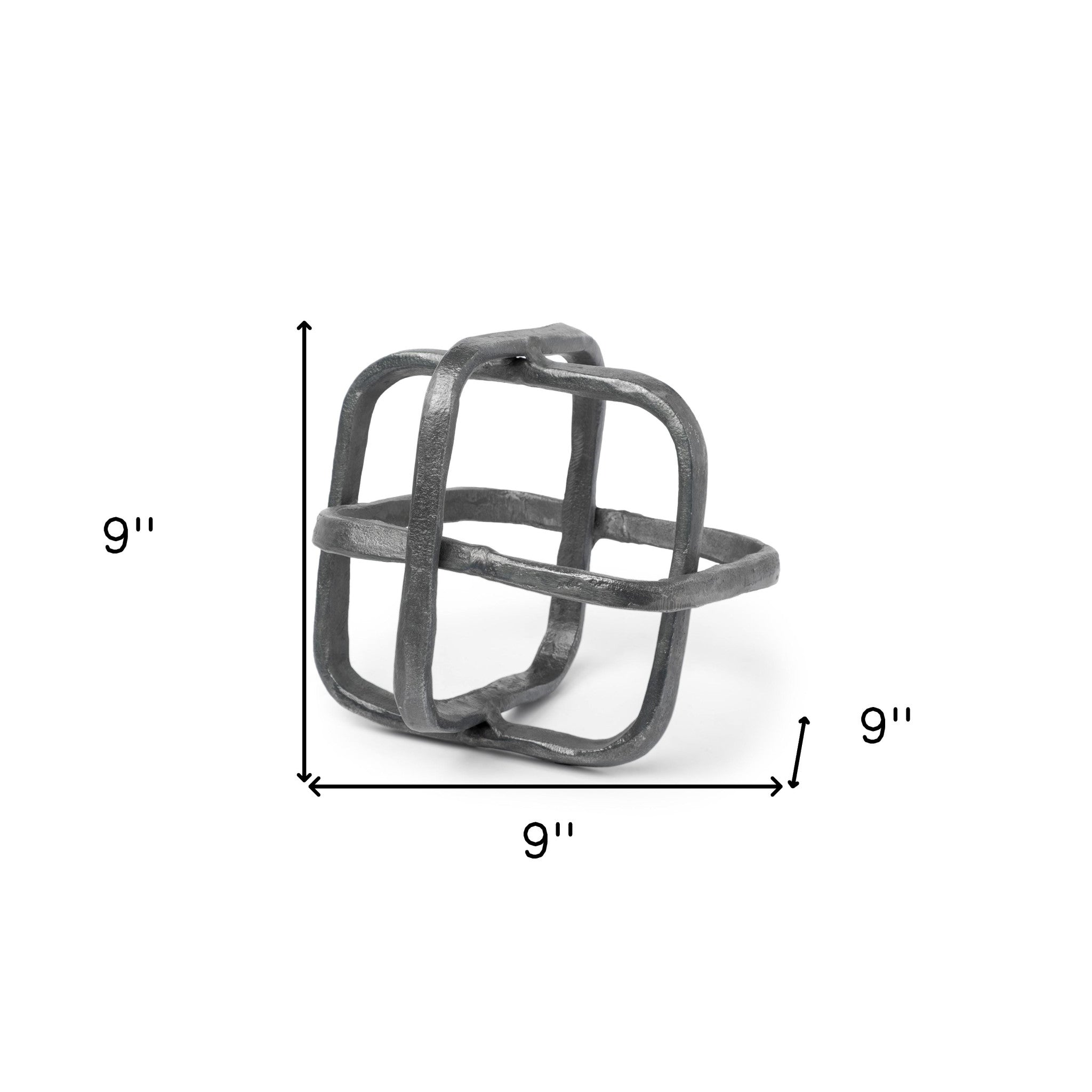 Silver Metal Cubed Shaped Link Sculpture-Sculptures-DECOROLALA