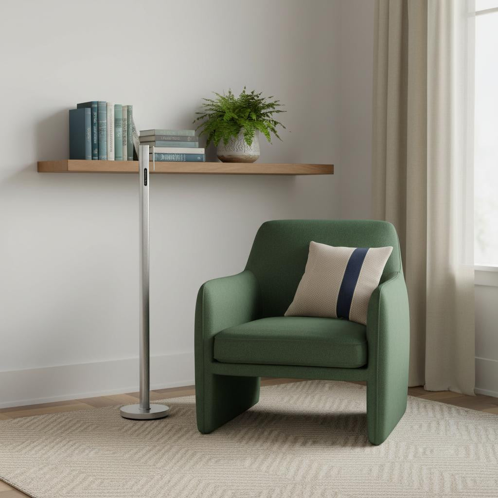 Silver Metal LED Light Changing With Silver Frosted Glass-Floor Lamps-DECOROLALA