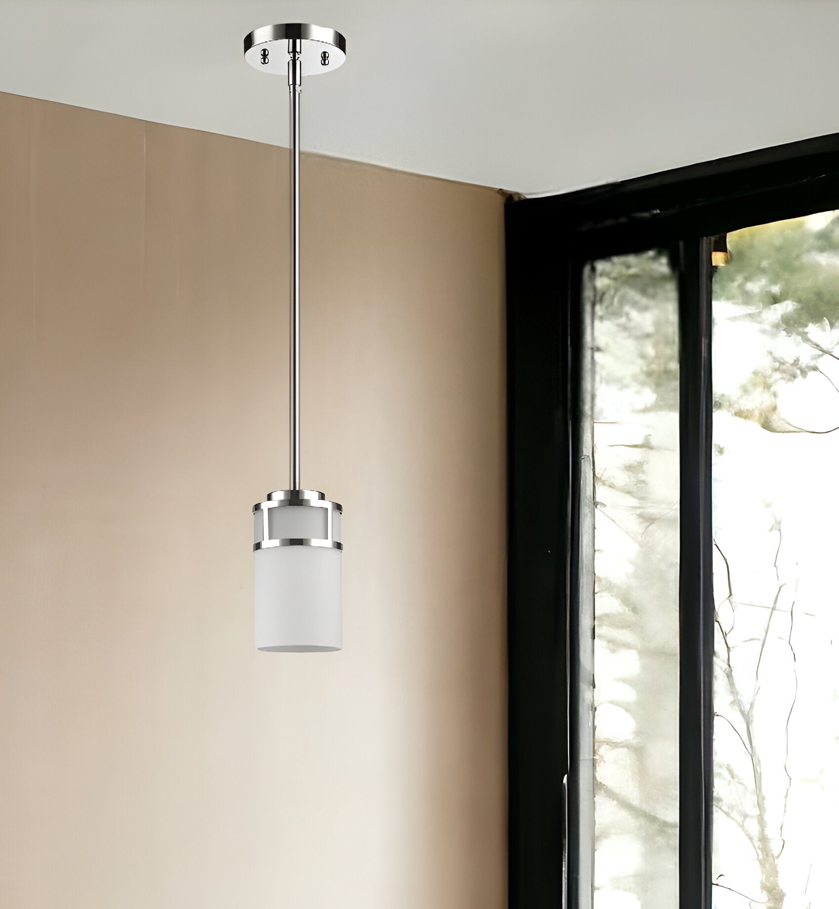 Silver Minimalist Cylindrical Hanging Light-Chandeliers-DECOROLALA