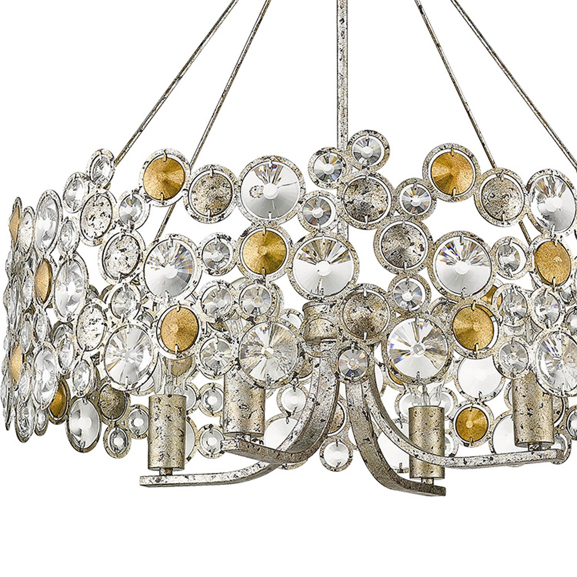 Silver Shaded Four Light Metal and Crystals Dimmable Chandelier With Silver Shades-Chandeliers-DECOROLALA