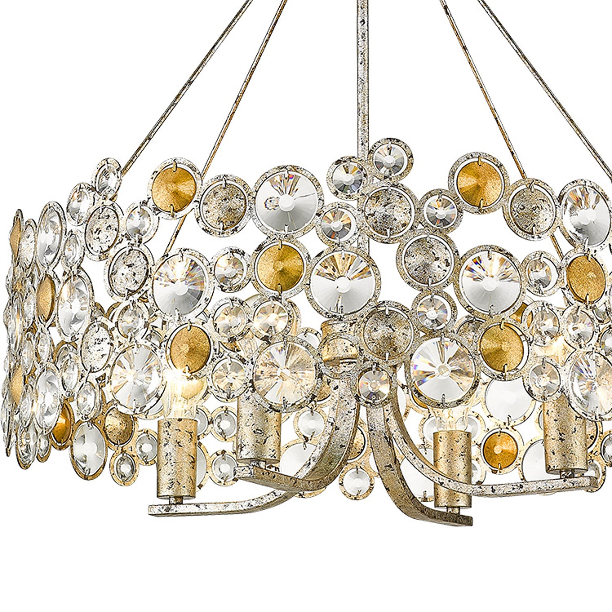 Silver Shaded Four Light Metal and Crystals Dimmable Chandelier With Silver Shades-Chandeliers-DECOROLALA