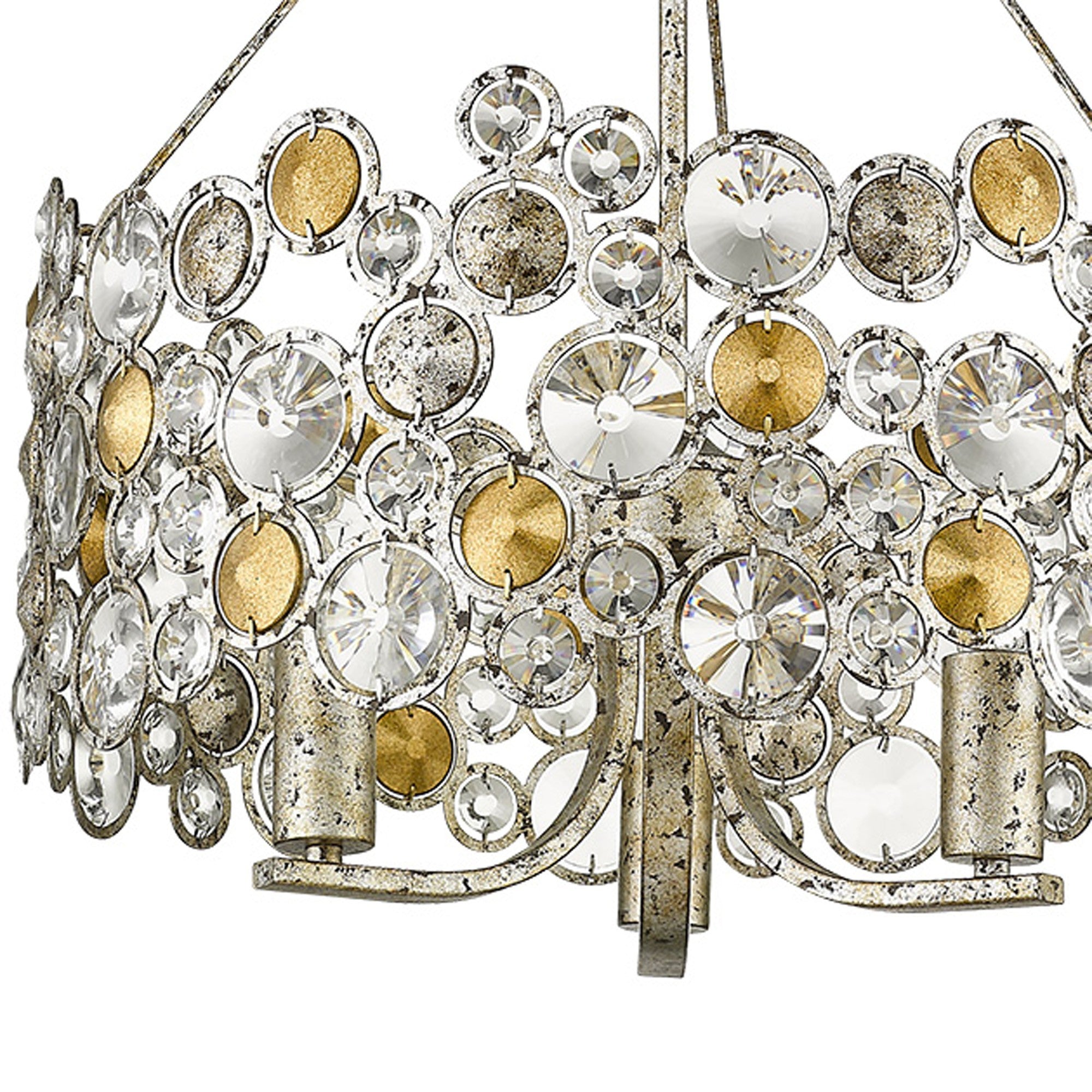 Silver Three Light Metal and Crystals Dimmable Chandelier With Silver Shades-Chandeliers-DECOROLALA