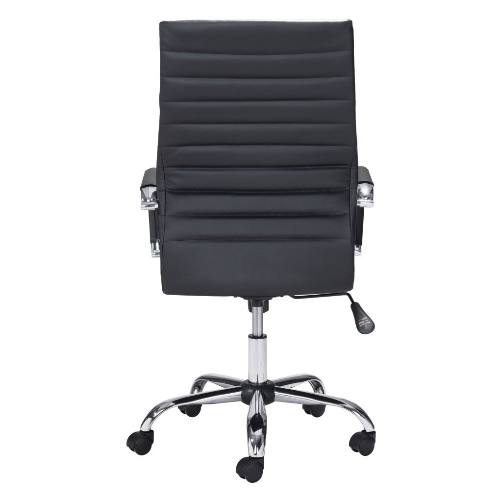 Silver and Black Adjustable Swivel Faux Leather Rolling Conference Office Chair-Office Chairs-DECOROLALA