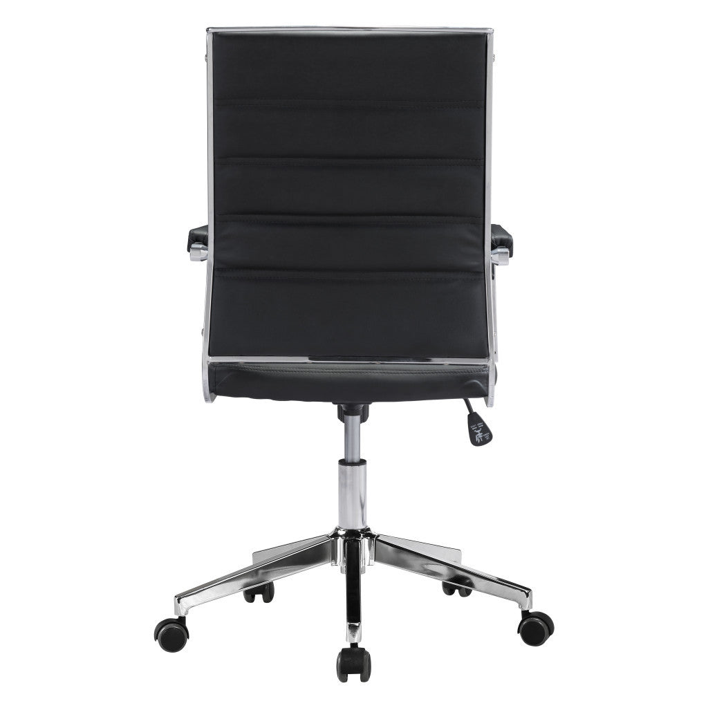 Silver and Black Adjustable Swivel Faux Leather Rolling Conference Office Chair-Office Chairs-DECOROLALA