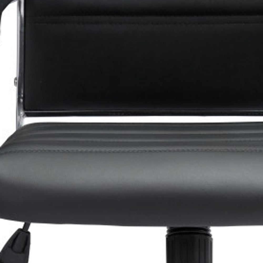 Silver and Black Adjustable Swivel Faux Leather Rolling Conference Office Chair-Office Chairs-DECOROLALA