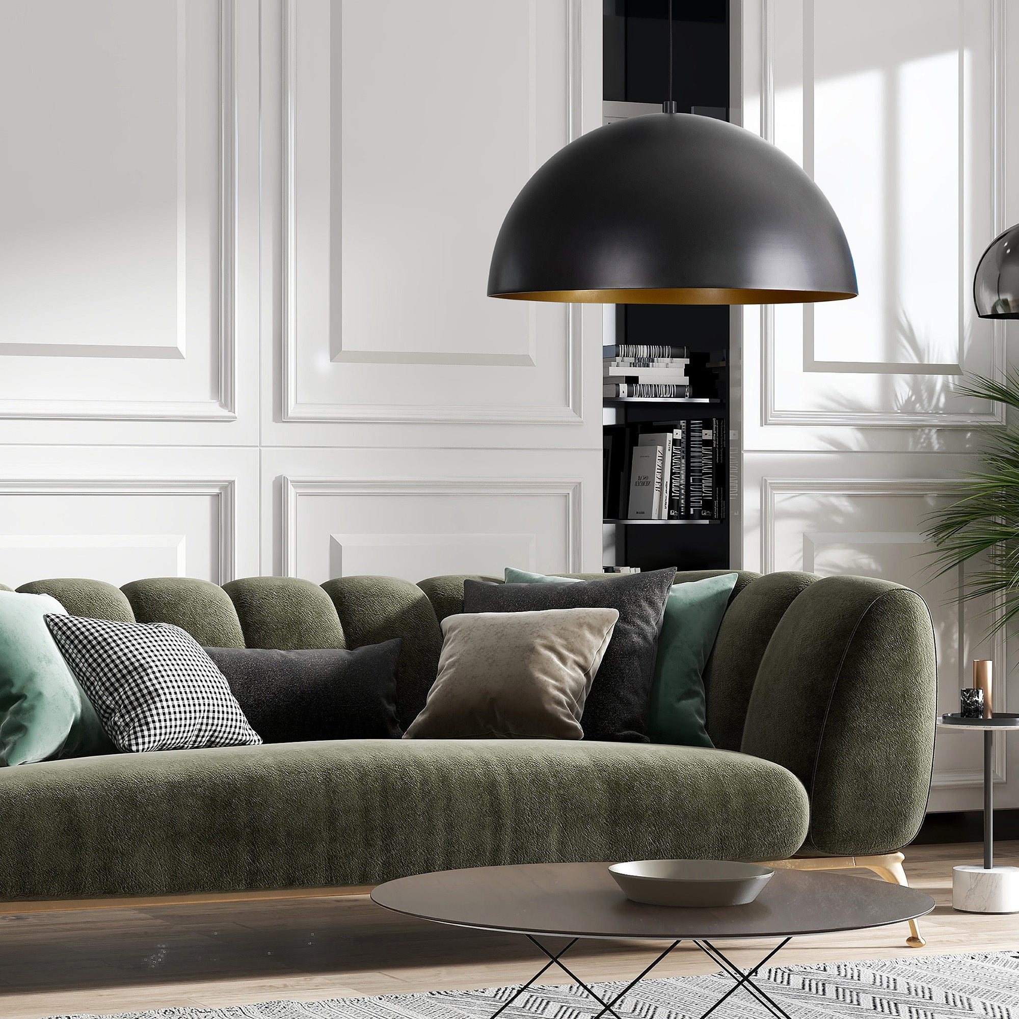 Sina 13.5" Length Ceiling Fixture, Matte Black and Gold-Ceiling Fixture-DECOROLALA