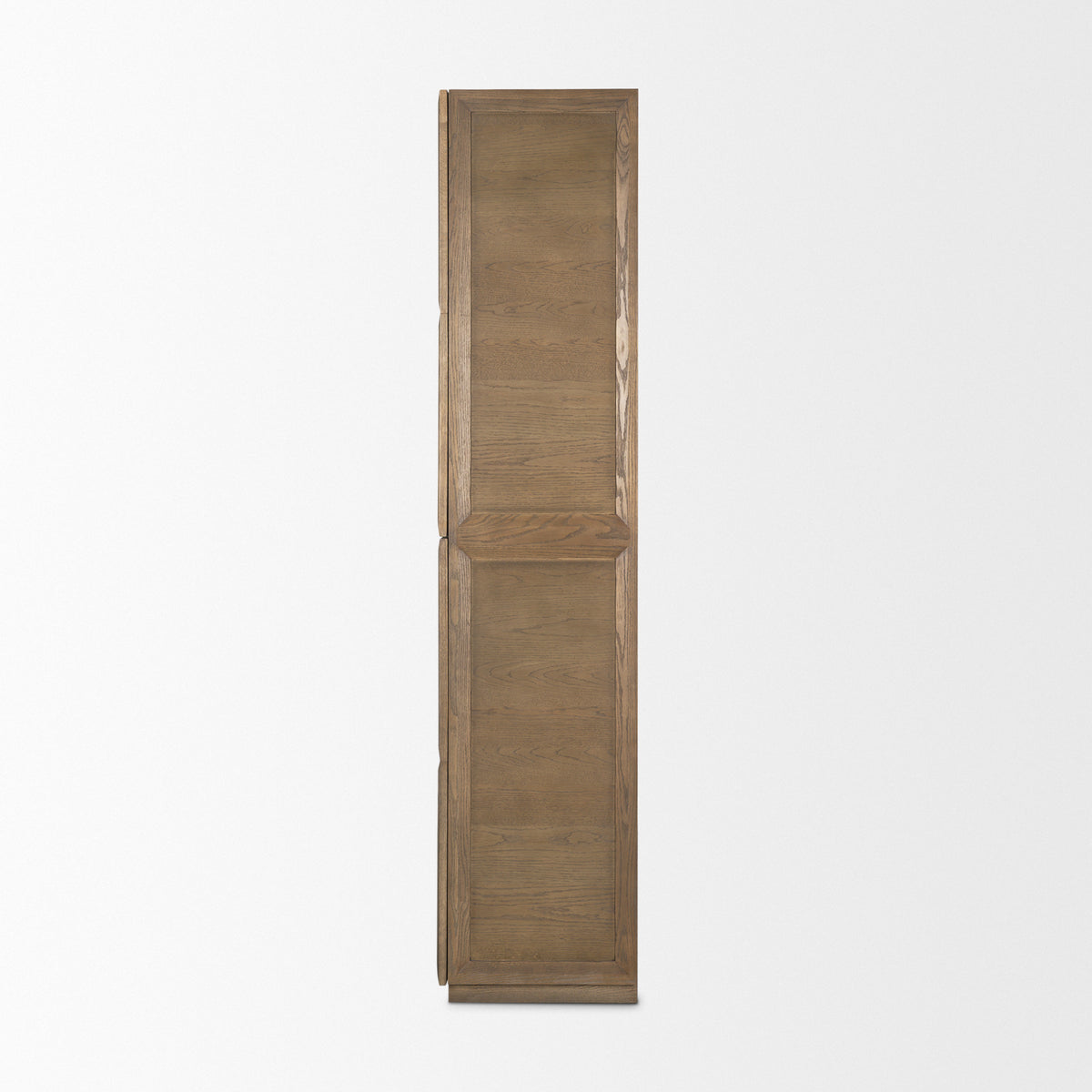 Sina Brown Oak Wood w/ Natural Rattan 2 Door Curio Cabinet-Cabinets-DECOROLALA