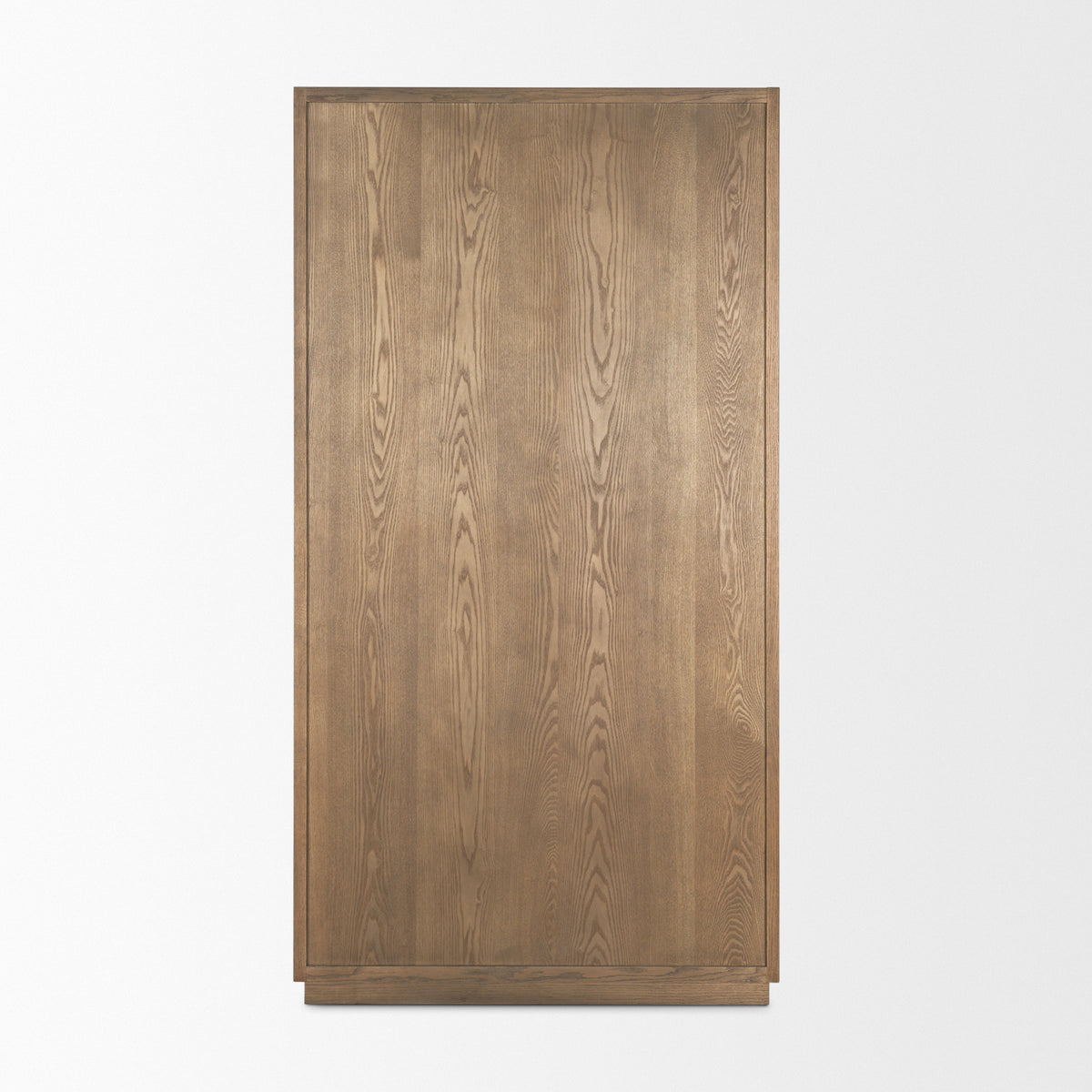 Sina Brown Oak Wood w/ Natural Rattan 2 Door Curio Cabinet-Cabinets-DECOROLALA
