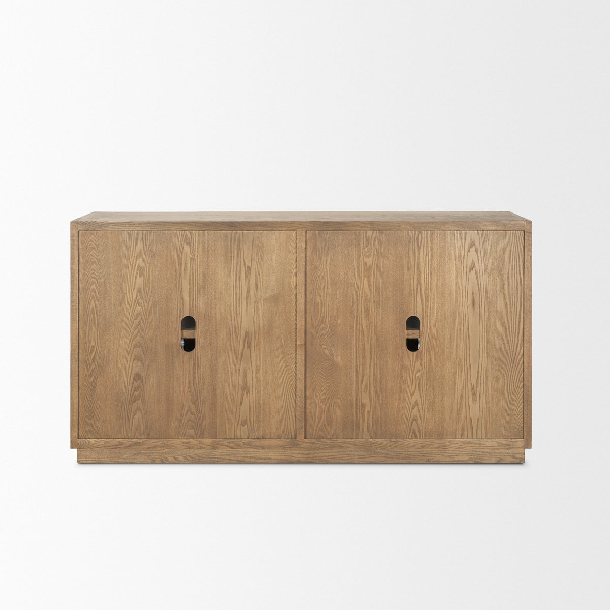 Sina Brown Oak Wood w/ Natural Rattan 4 Door Sideboard-Sideboards & Buffets-DECOROLALA