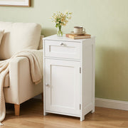 Single Door Bathroom Cabinet with Adjustable Shelf and Drawer-White-Floor Cabinets-DECOROLALA