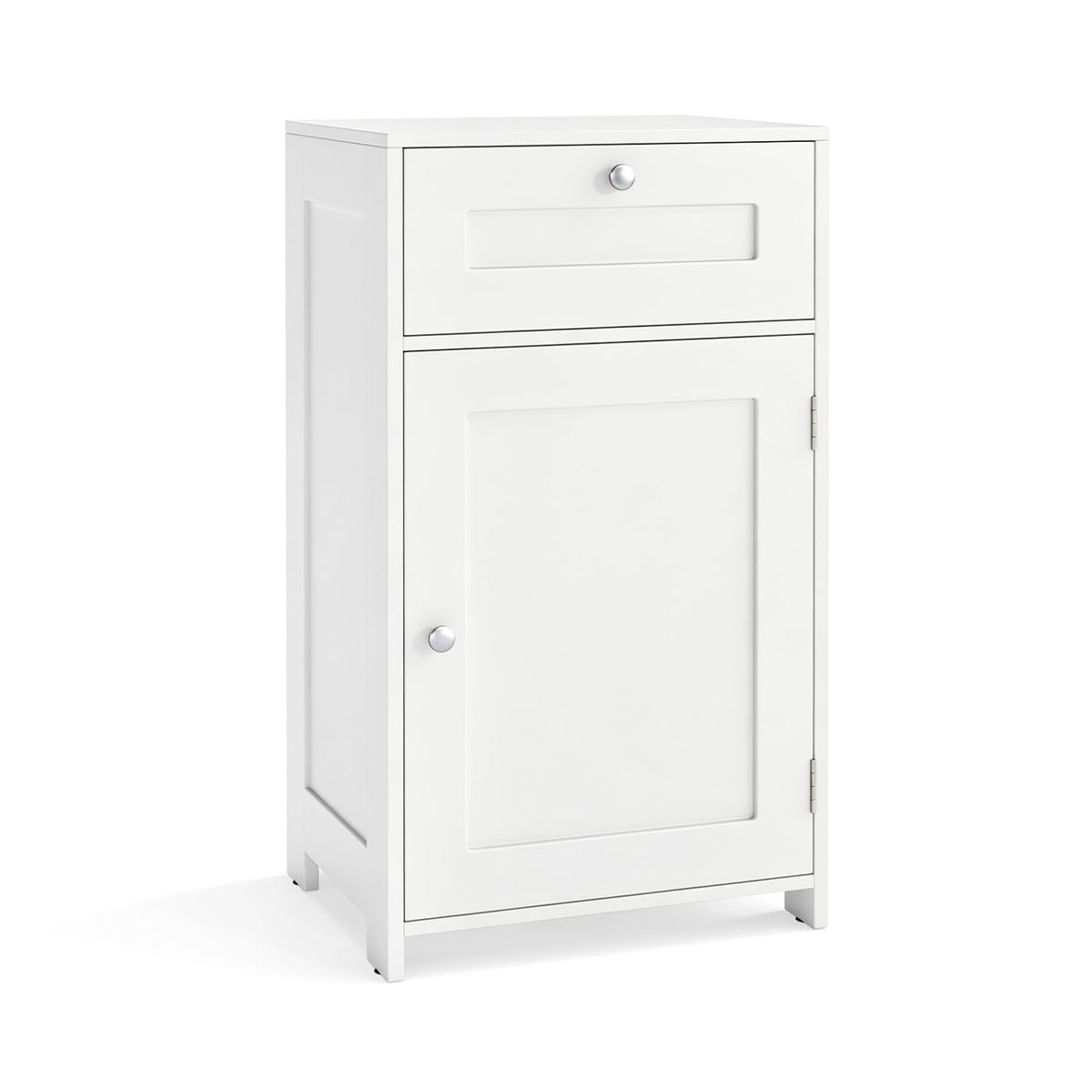Single Door Bathroom Cabinet with Adjustable Shelf and Drawer-White-Floor Cabinets-DECOROLALA
