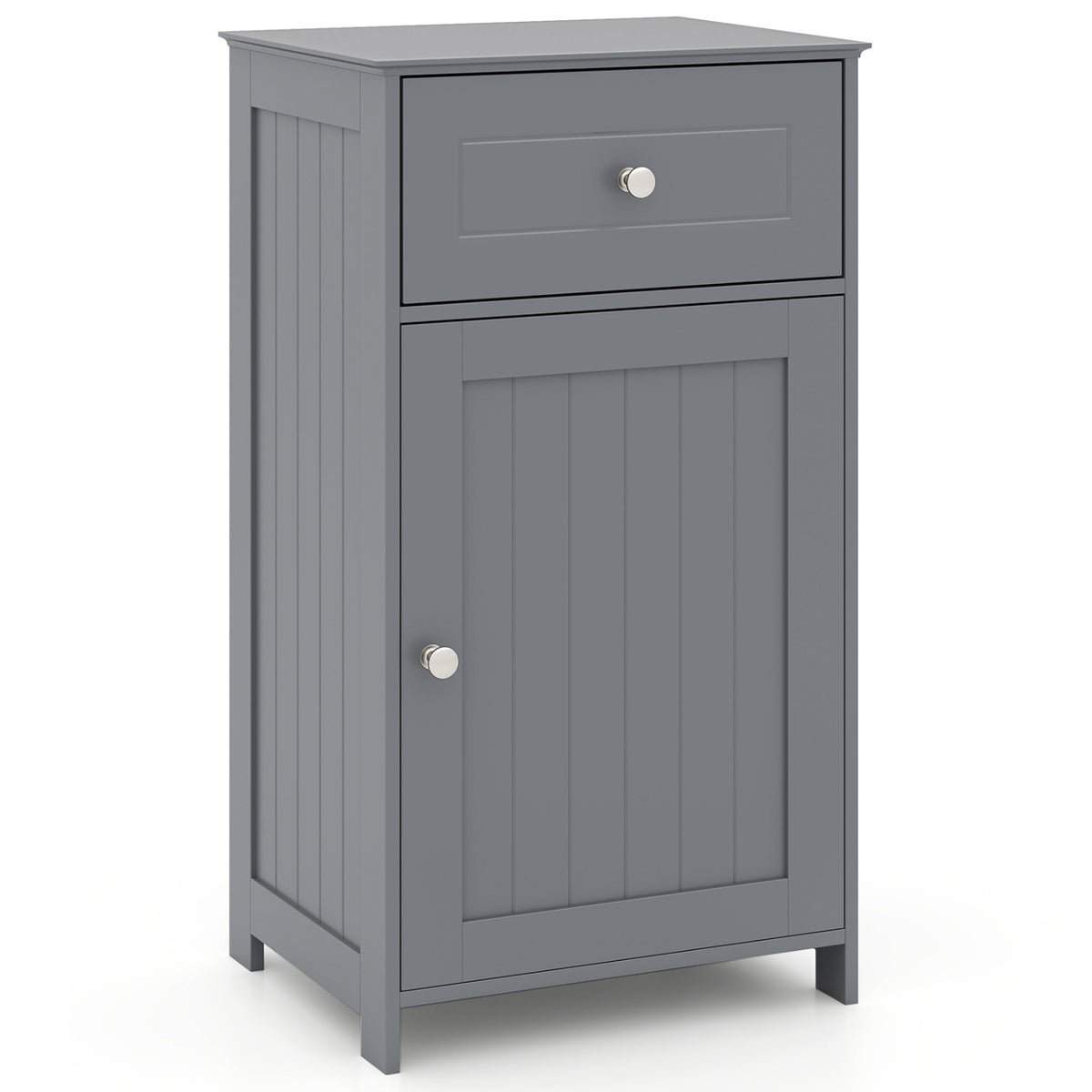 Single Door Bathroom Cabinet with Drawer and Shelf - Gray-Floor Cabinets-DECOROLALA