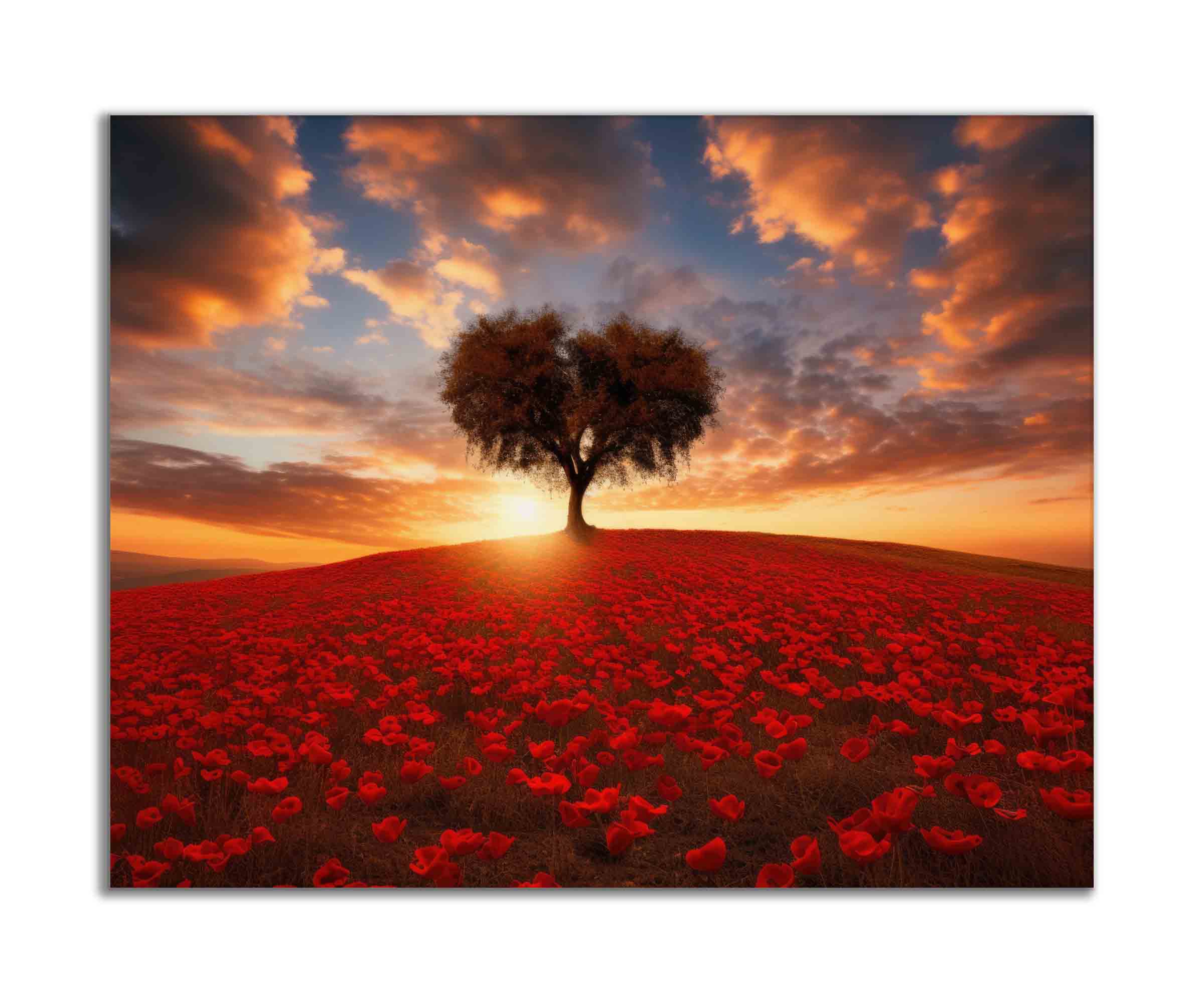 Single Tree in Floral Meadow Canvas 48x36-Canvas Print-DECOROLALA