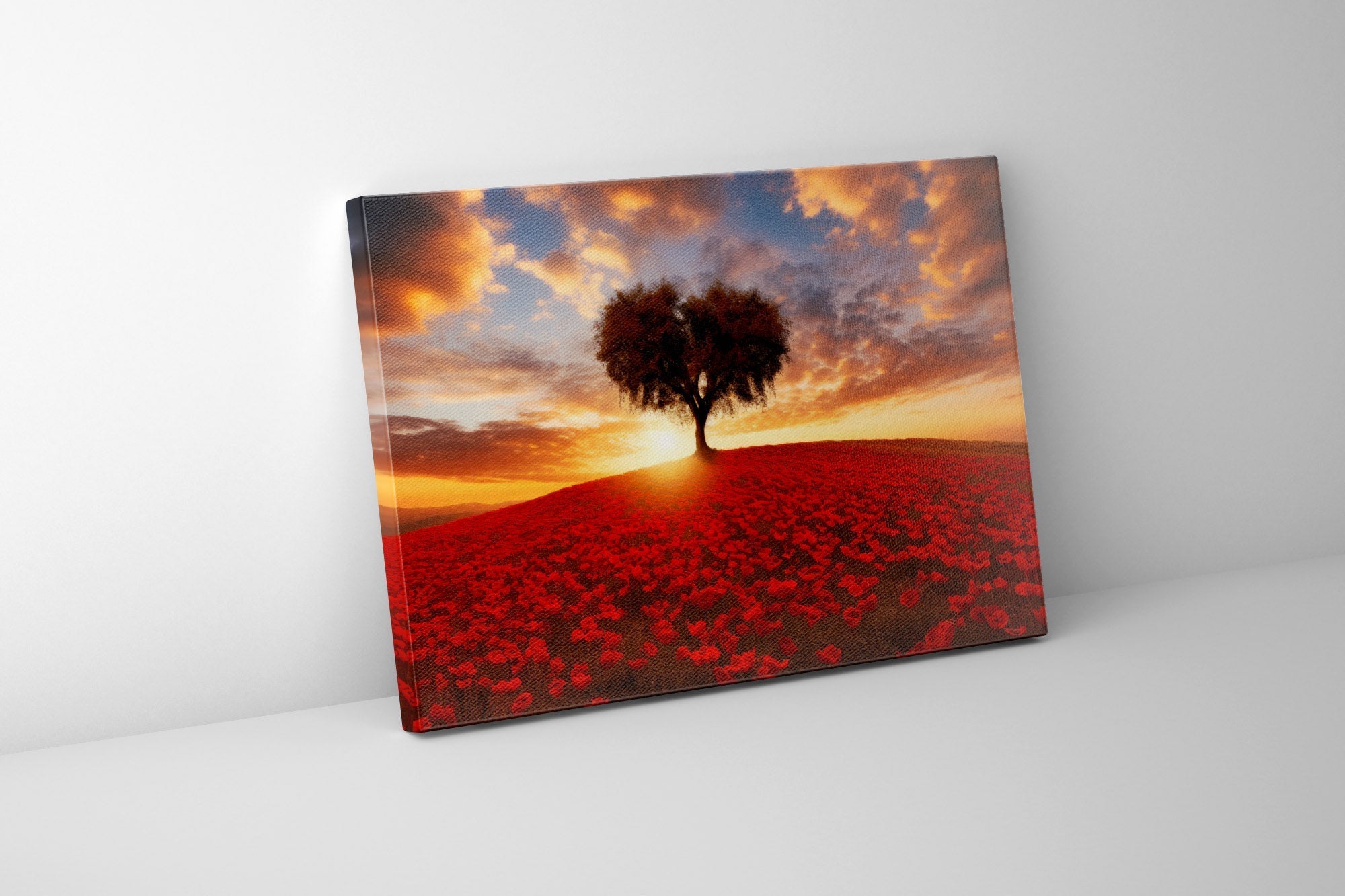 Single Tree in Floral Meadow Canvas 48x36-Canvas Print-DECOROLALA