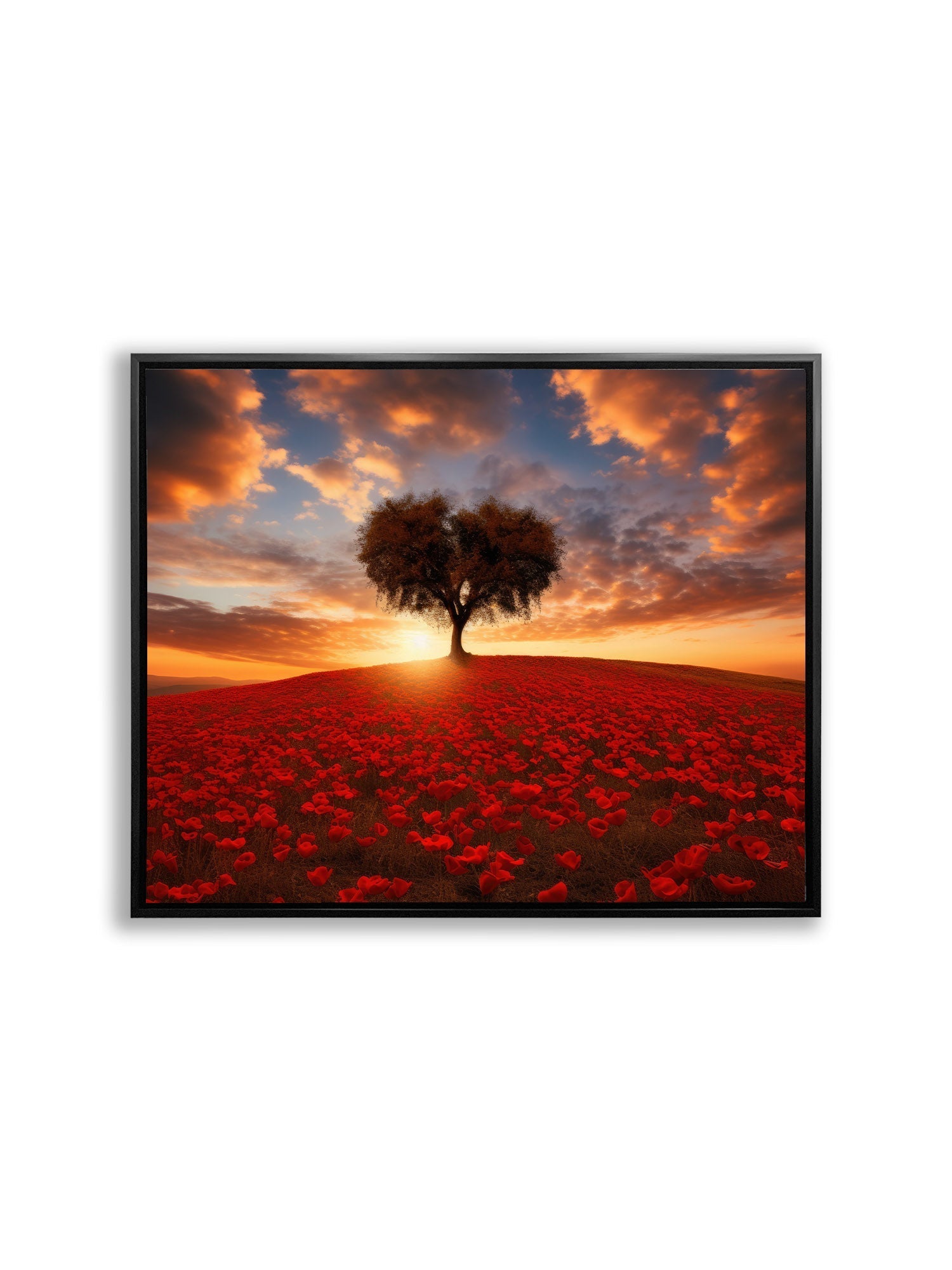 Single Tree in Floral Meadow Canvas 48x36-Canvas Print-DECOROLALA
