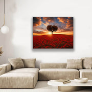 Single Tree in Floral Meadow- Fine Art Canvas-Canvas Print-DECOROLALA
