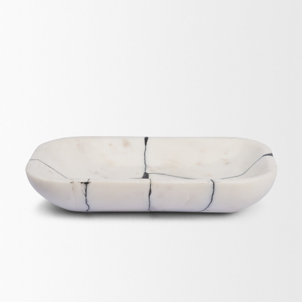 Sintessi Rectangular White Marble Decorative Bowl-Bowls-DECOROLALA