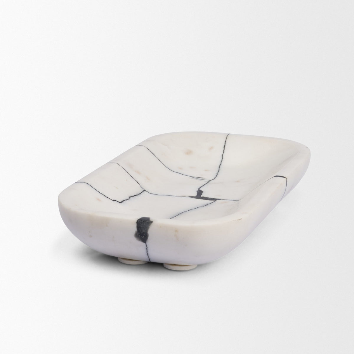 Sintessi Rectangular White Marble Decorative Bowl-Bowls-DECOROLALA