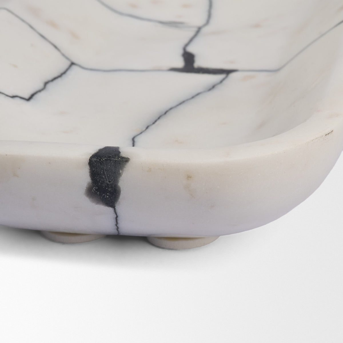 Sintessi Rectangular White Marble Decorative Bowl-Bowls-DECOROLALA