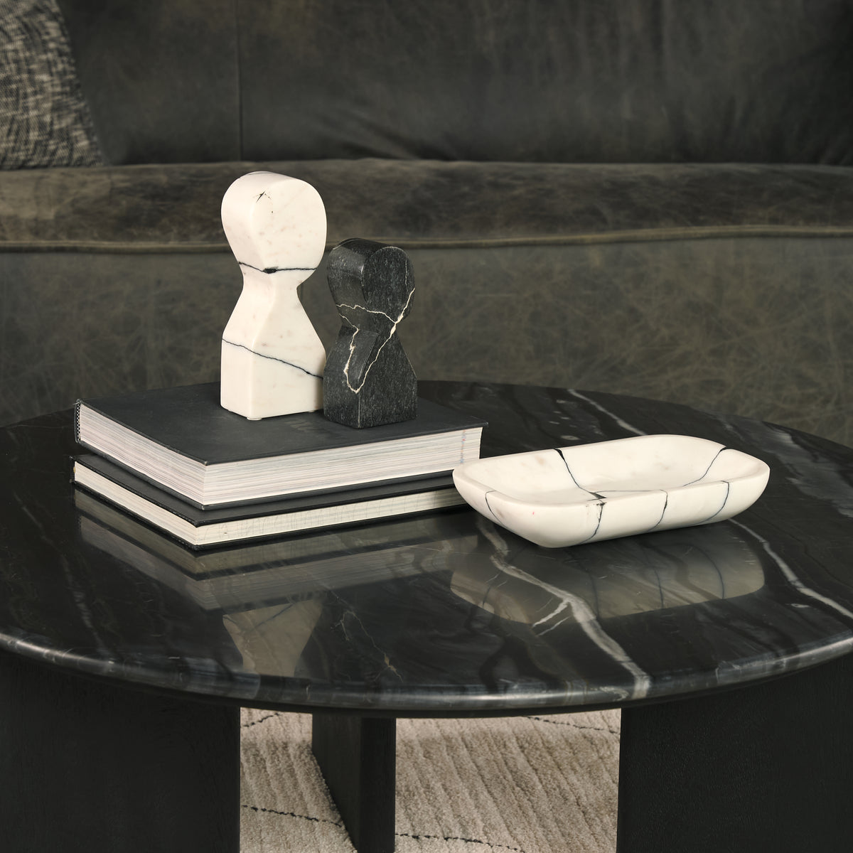 Sintessi Rectangular White Marble Decorative Bowl-Bowls-DECOROLALA