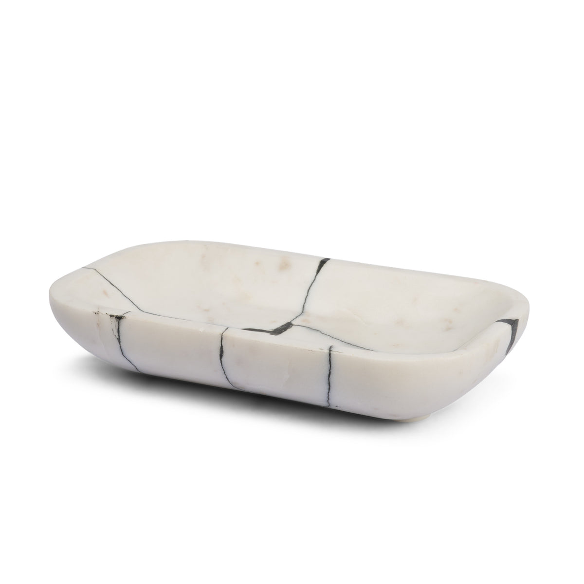 Sintessi Rectangular White Marble Decorative Bowl-Decorative Bowls-DECOROLALA