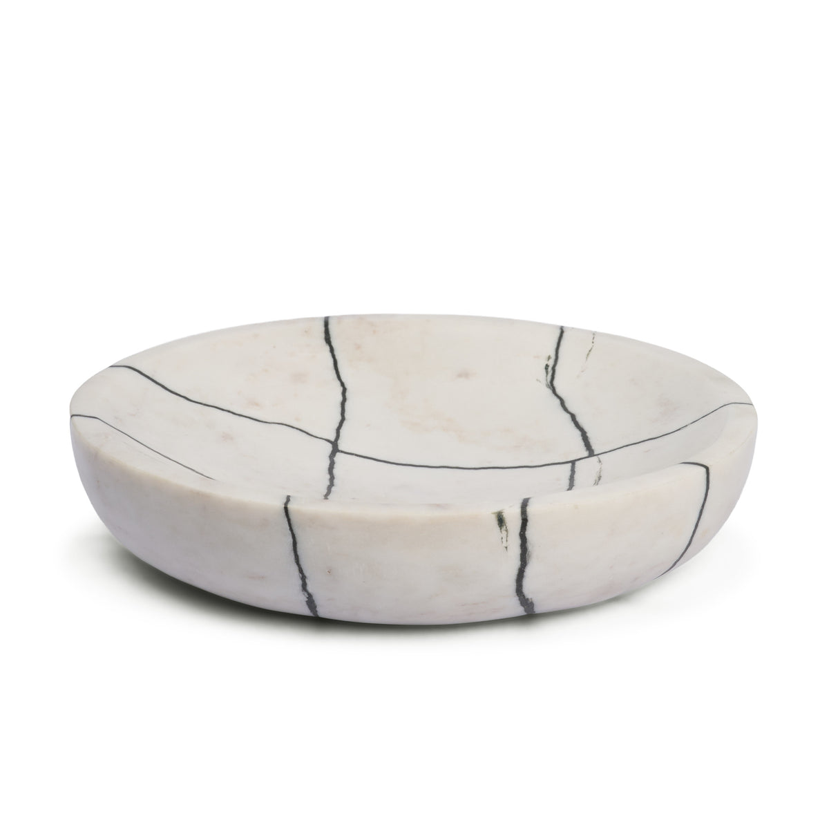 Sintessi Round White Marble Decorative Bowl-Bowls-DECOROLALA