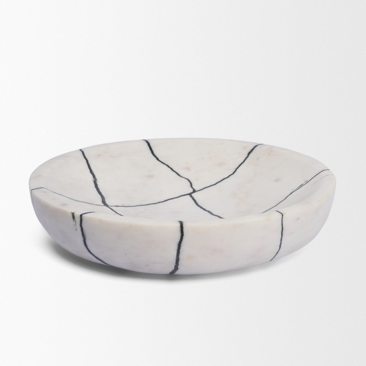 Sintessi Round White Marble Decorative Bowl-Bowls-DECOROLALA