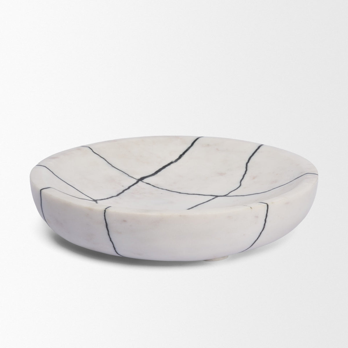 Sintessi Round White Marble Decorative Bowl-Bowls-DECOROLALA