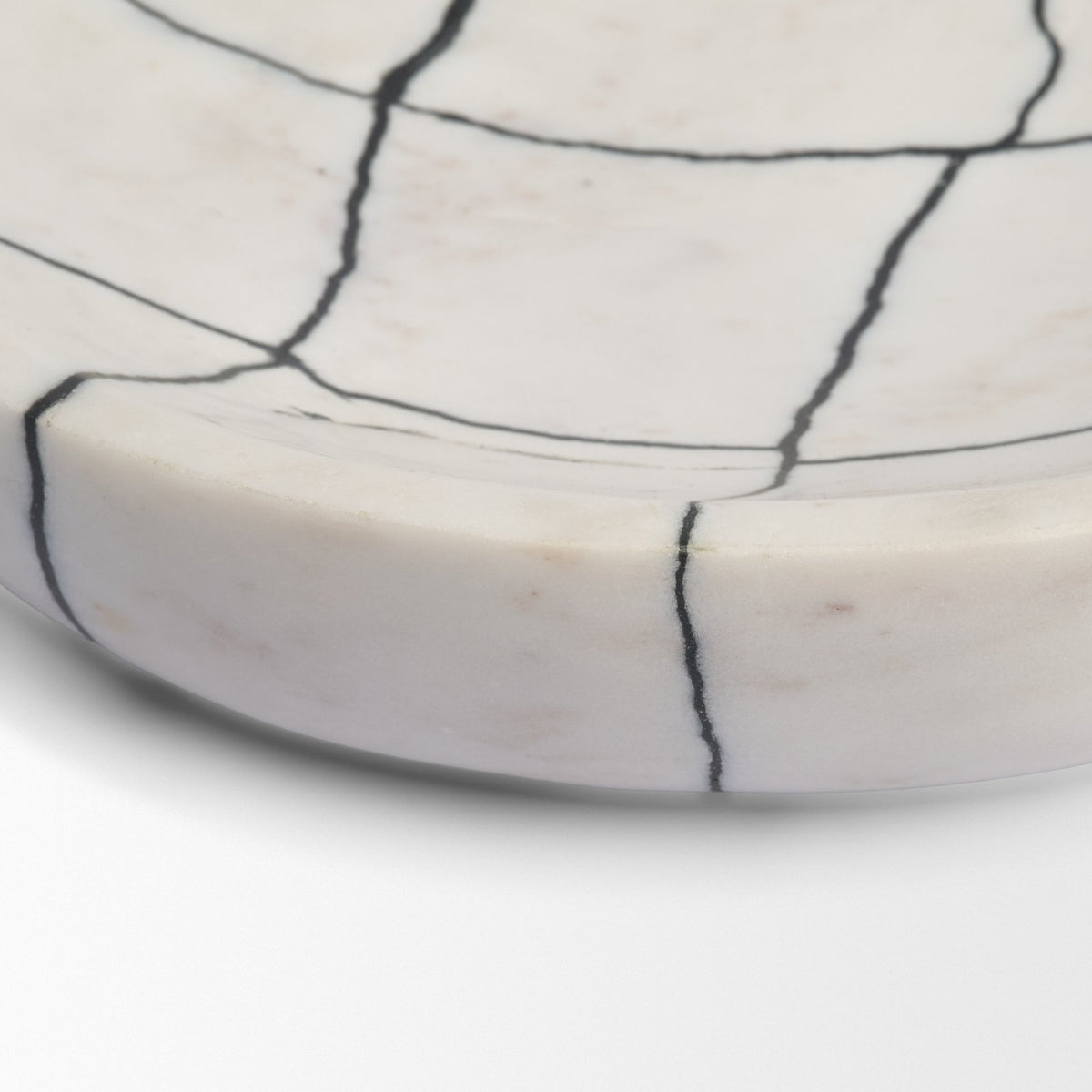 Sintessi Round White Marble Decorative Bowl-Bowls-DECOROLALA