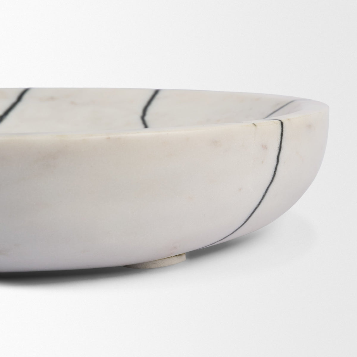 Sintessi Round White Marble Decorative Bowl-Bowls-DECOROLALA