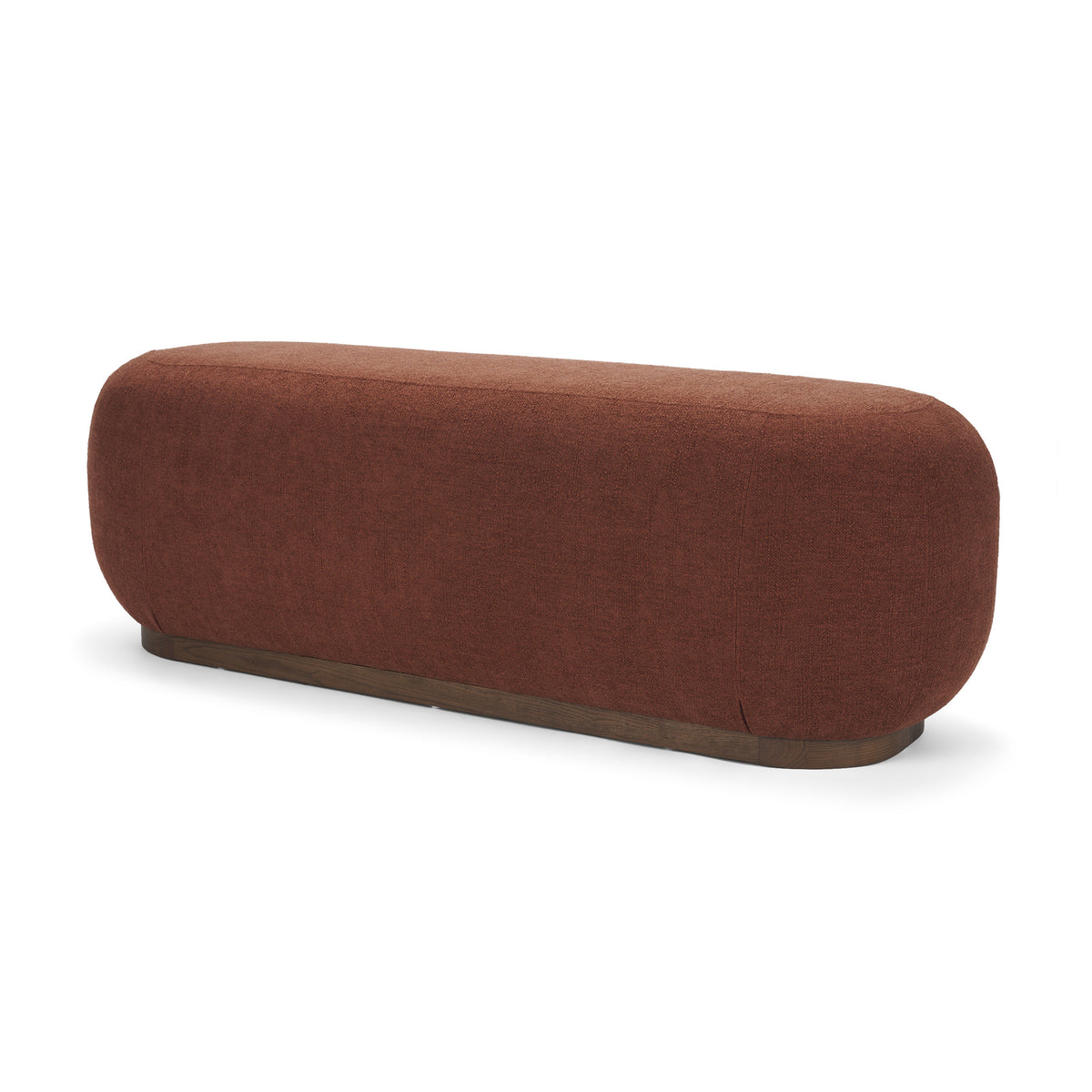 Siren Burgundy Fabric w/ Brown Ash Wood Oblong Bench-Benches-DECOROLALA