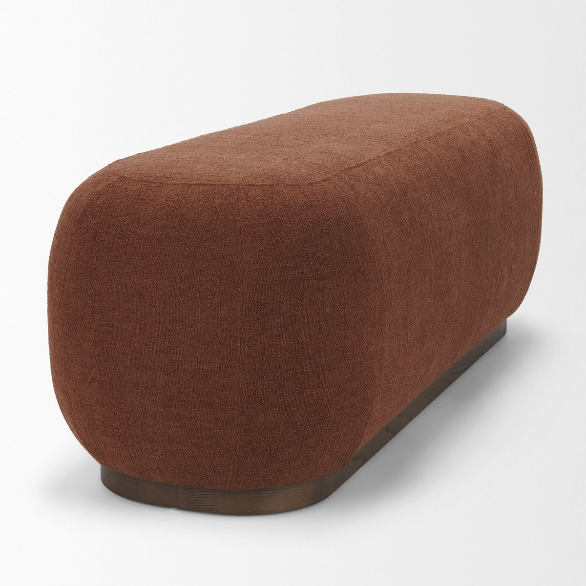 Siren Burgundy Fabric w/ Brown Ash Wood Oblong Bench-Benches-DECOROLALA