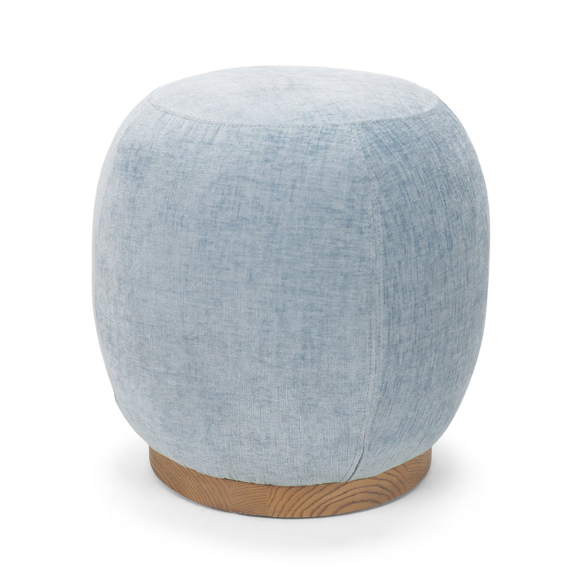 Siren Sienna Fabric w/ Ash Wood Round Accent Stool-Stools & Ottomans-DECOROLALA