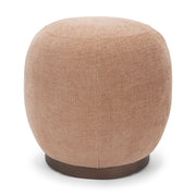 Siren Sienna Fabric w/ Ash Wood Round Accent Stool-Stools & Ottomans-DECOROLALA