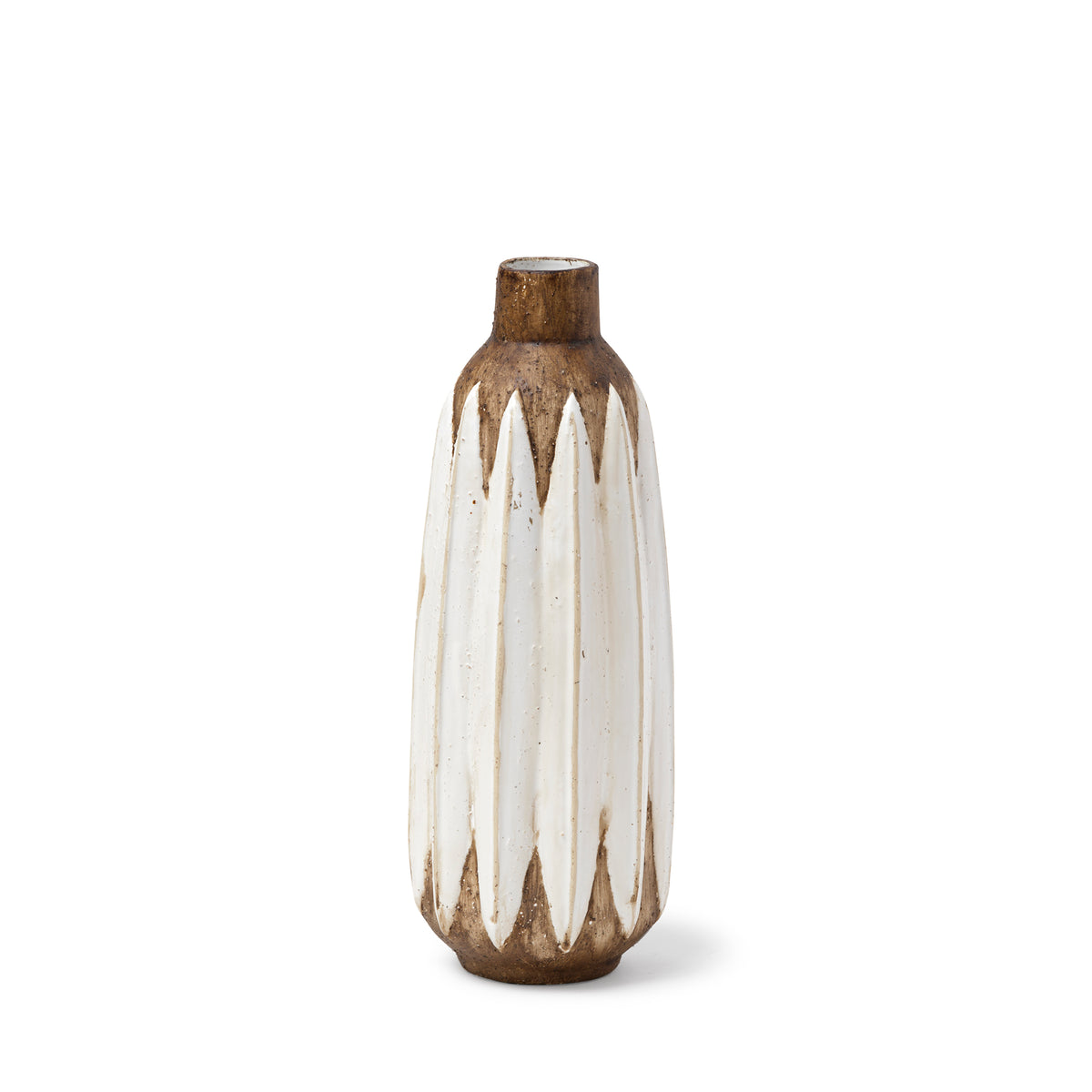 Sisko I Short Rustic Brown White Ceramic Vase-Vase-DECOROLALA