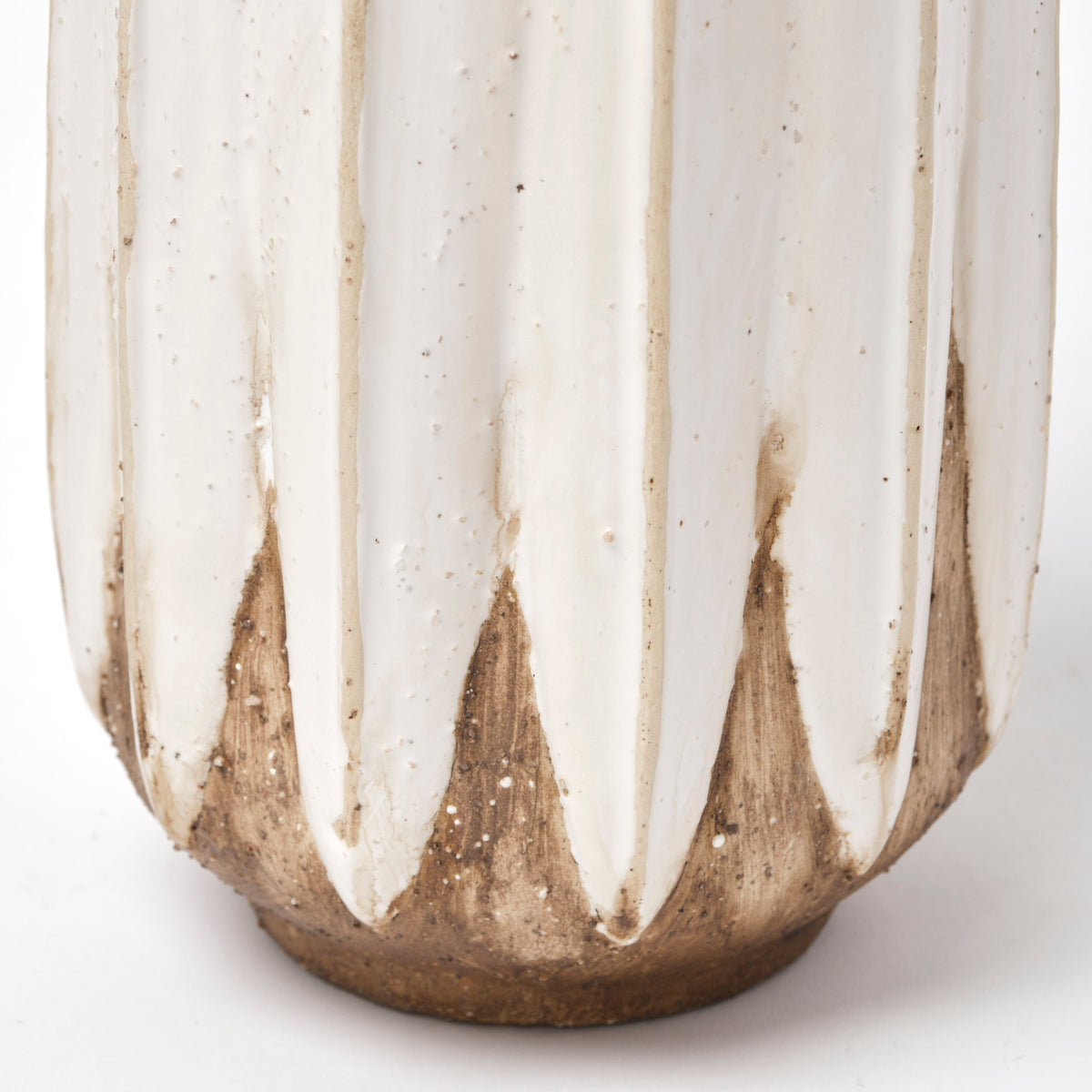Sisko I Short Rustic Brown White Ceramic Vase-Vase-DECOROLALA