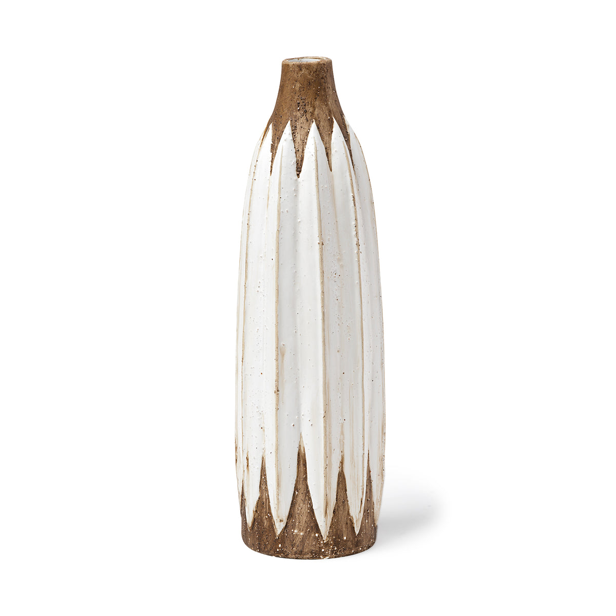 Sisko II Tall Rustic Brown White Ceramic Vase-Vase-DECOROLALA