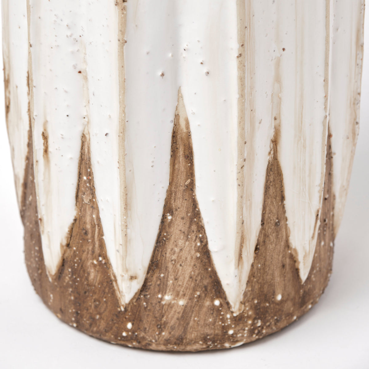 Sisko II Tall Rustic Brown White Ceramic Vase-Vase-DECOROLALA