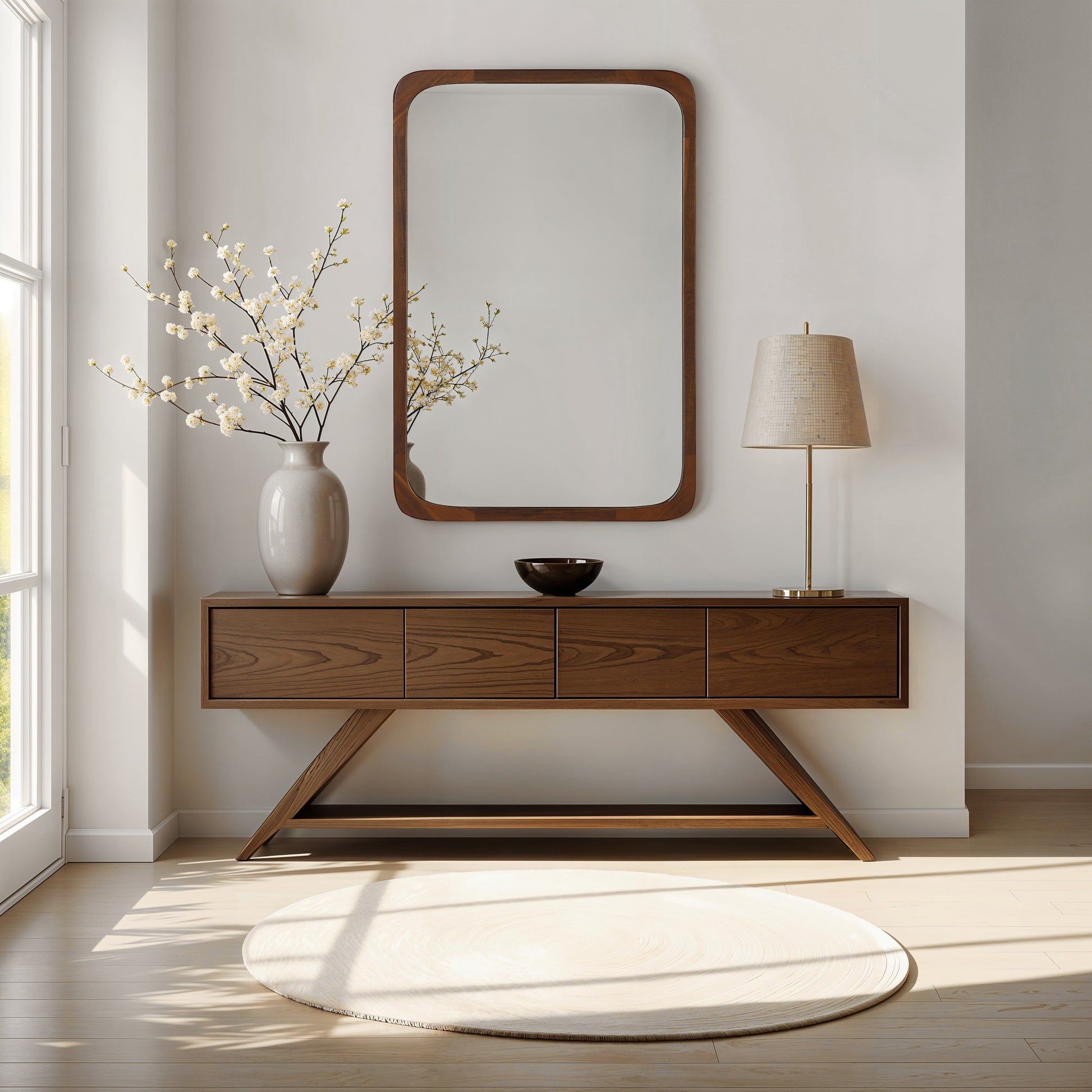 Sisley 36" H x 24" W Wall Mirror, Brown-Mirror-DECOROLALA