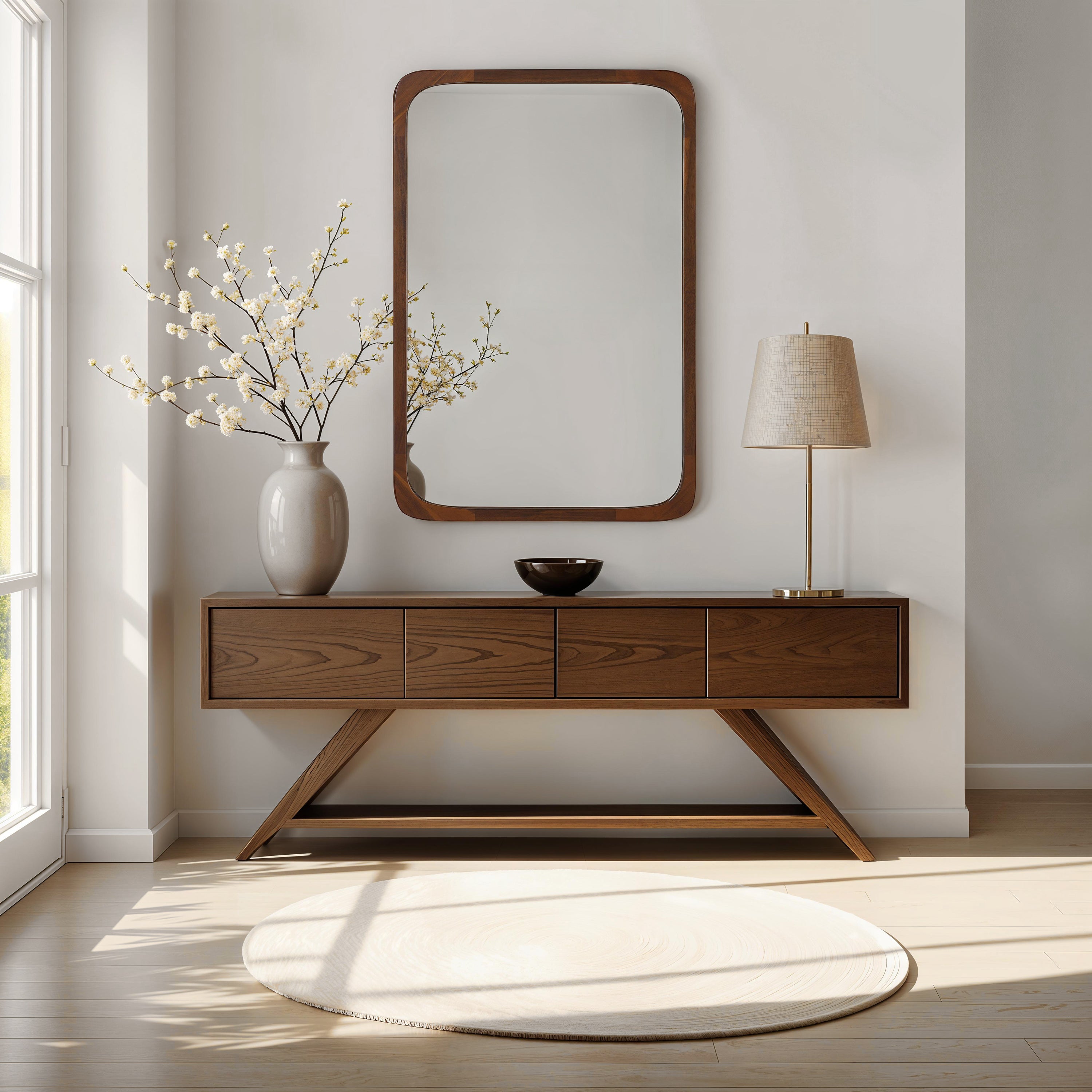 Sisley 36" H x 24" W Wall Mirror, Brown-Mirror-DECOROLALA