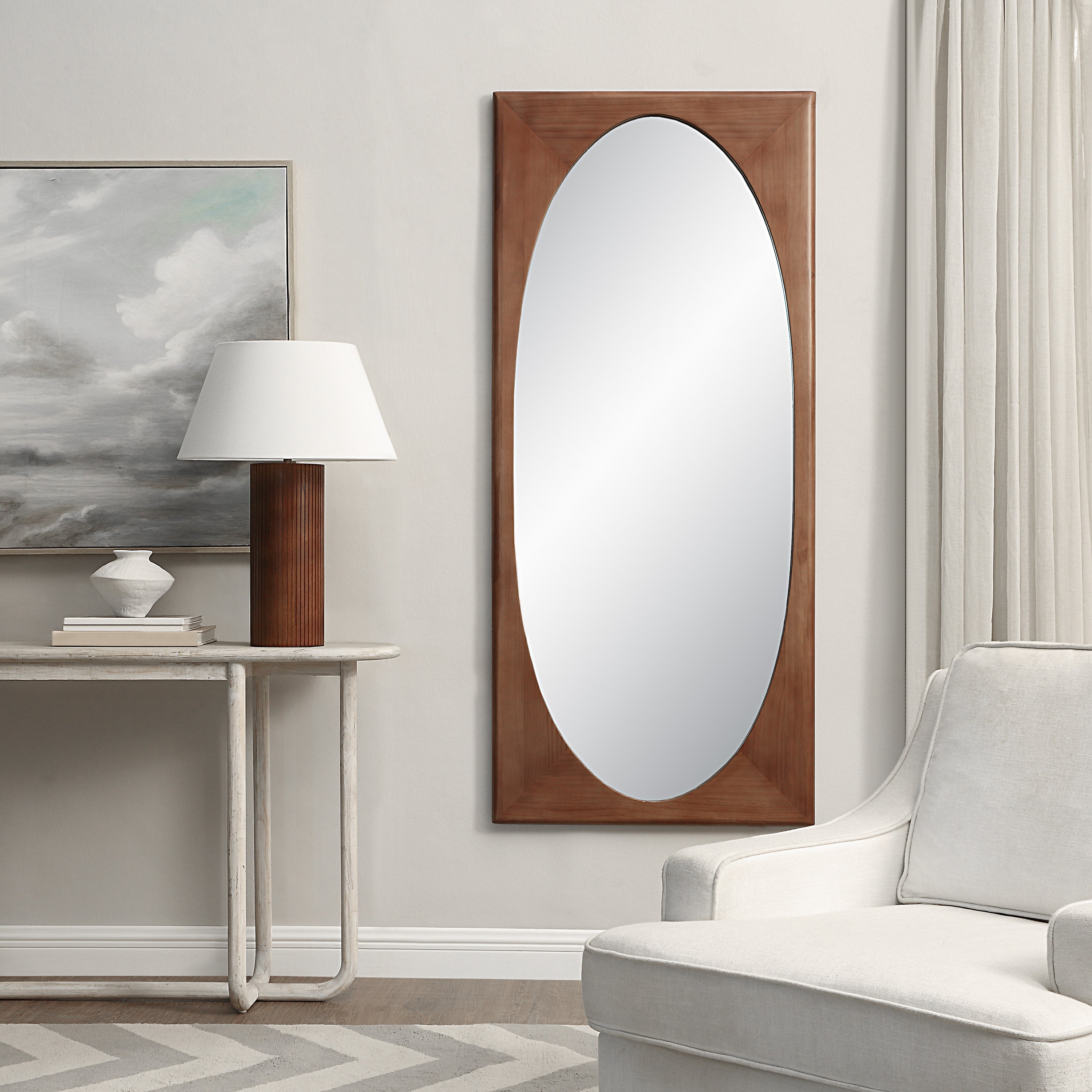 Sitia 68" H x 30" W Wall Mirror, Brown-Mirror-DECOROLALA