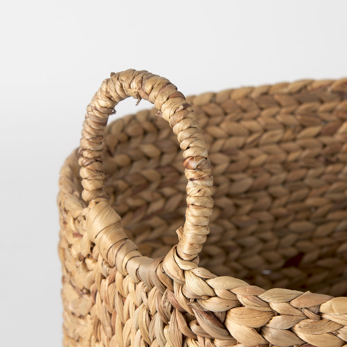 Sivan Round Water Hyacinth Baskets - Light Brown Set of 3-Decorative Baskets-DECOROLALA