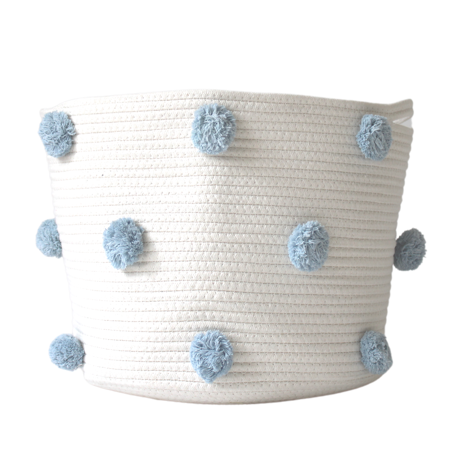 Sky Blue Pom Basket - Large-Basket-DECOROLALA