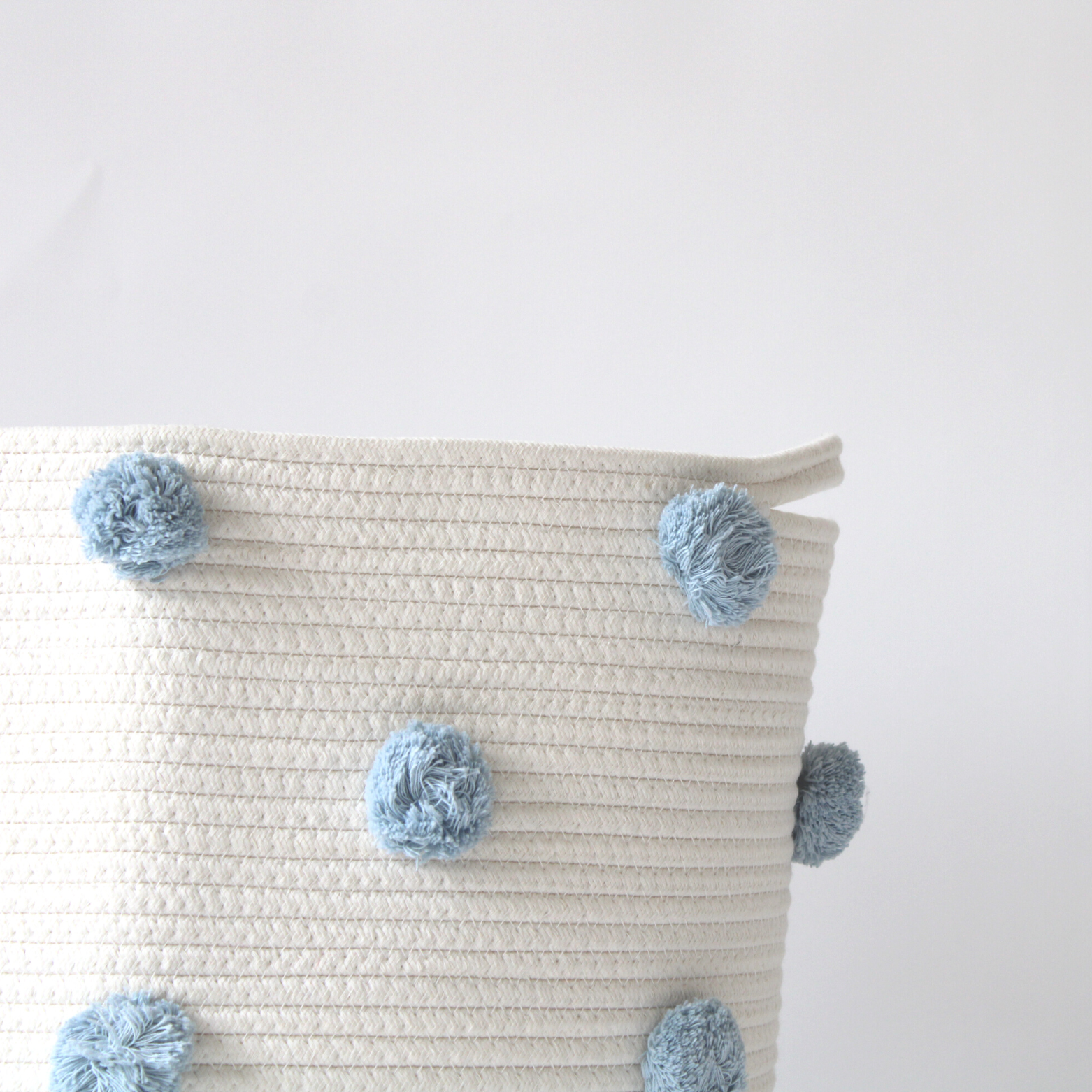 Sky Blue Pom Basket - Large-Basket-DECOROLALA