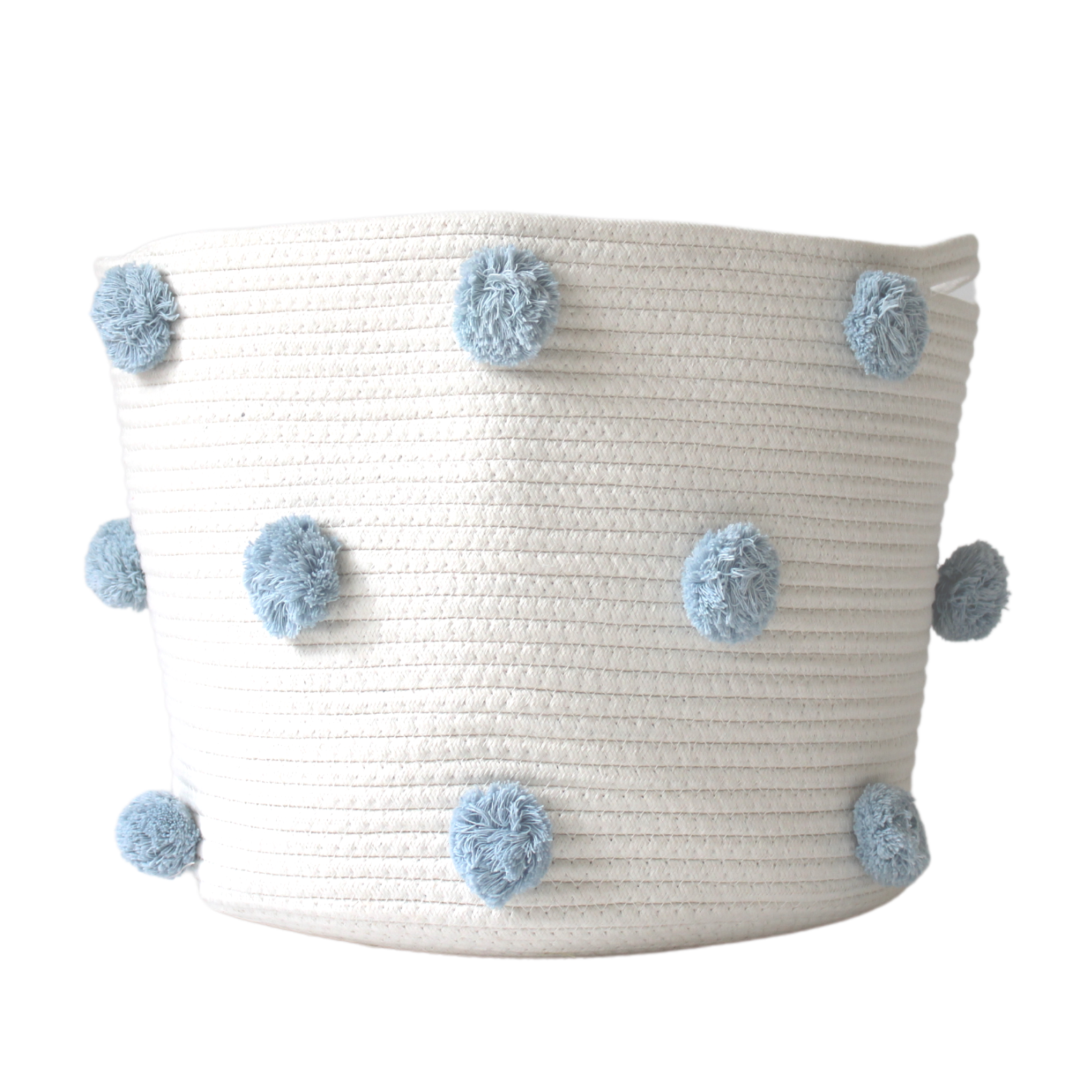 Sky Blue Pom Basket - Large-Basket-DECOROLALA